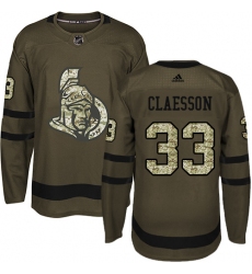 Men's Adidas Ottawa Senators #33 Fredrik Claesson Premier Green Salute to Service NHL Jersey