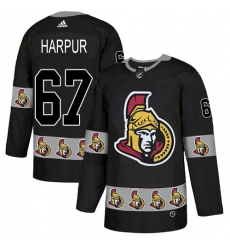 Men's Adidas Ottawa Senators #67 Ben Harpur Authentic Black Team Logo Fashion NHL Jersey