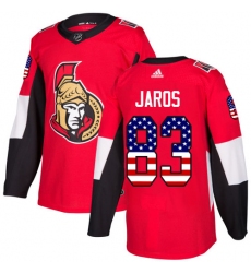 Men's Adidas Ottawa Senators #83 Christian Jaros Authentic Red USA Flag Fashion NHL Jersey