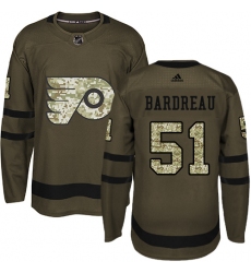 Men's Adidas Philadelphia Flyers #51 Cole Bardreau Premier Green Salute to Service NHL Jersey