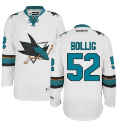 Men's Reebok San Jose Sharks #52 Brandon Bollig Authentic White Away NHL Jersey