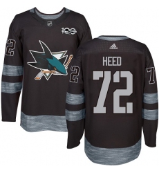 Men's Adidas San Jose Sharks #72 Tim Heed Premier Black 1917-2017 100th Anniversary NHL Jersey