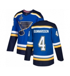 Men's St. Louis Blues #4 Carl Gunnarsson Authentic Royal Blue Home 2019 Stanley Cup Final Bound Hockey Jersey