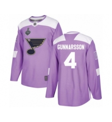 Youth St. Louis Blues #4 Carl Gunnarsson Authentic Purple Fights Cancer Practice 2019 Stanley Cup Final Bound Hockey Jersey