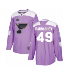 Men's St. Louis Blues #49 Ivan Barbashev Authentic Purple Fights Cancer Practice 2019 Stanley Cup Champions Hockey Jersey