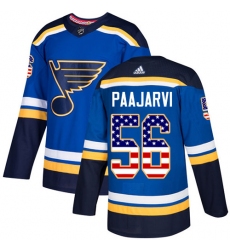 Men's Adidas St. Louis Blues #56 Magnus Paajarvi Authentic Blue USA Flag Fashion NHL Jersey