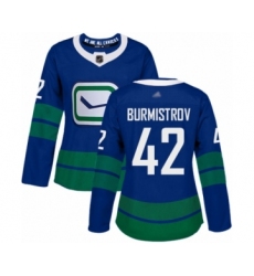 Women's Vancouver Canucks #42 Alex Burmistrov Authentic Royal Blue Alternate Hockey Jersey
