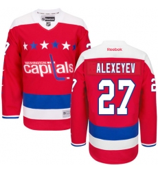 Women's Reebok Washington Capitals #27 Alexander Alexeyev Authentic Red Third NHL Jersey