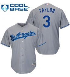 Youth Majestic Los Angeles Dodgers #3 Chris Taylor Replica Grey Road Cool Base MLB Jersey
