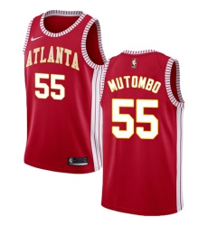 Youth Nike Atlanta Hawks #55 Dikembe Mutombo Swingman Red NBA Jersey Statement Edition