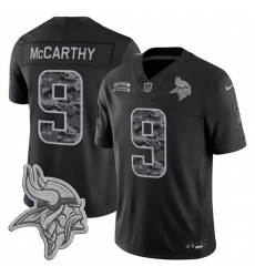 Men's Minnesota Vikings #9 J.J. McCarthy Black 2026 F.U.S.E. Salute to Service Limited Football Stitched Jersey