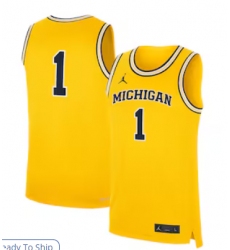 Men's Jordan Brand #1 Maize Michigan Wolverines Alternate Replica Jersey