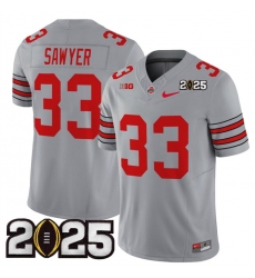 Men's Ohio State Buckeyes #33 Jack Sawyer Grey 2025 CFP Final F.U.S.E. Vapor Limited Stitched Football Jersey