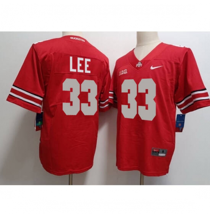 Men's Ohio State Buckeyes #33 Lee Red Limited Stitched Football Jersey