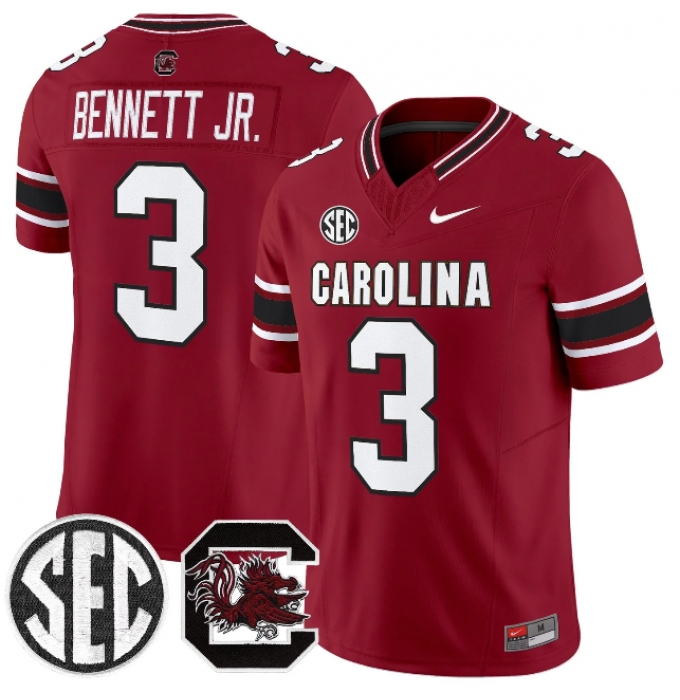Men's South Carolina Fighting Gamecocks #3 Mazeo Bennett Jr. Garnet 2026 F.U.S.E. Stitched Nike Jersey