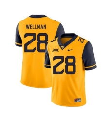 West Virginia Mountaineers 28 Elijah Wellman Gold College Football Jersey