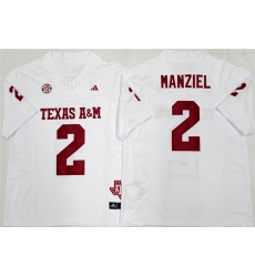 Men's Texas A&M Aggies Lions #2 Johnny Manziel White F.U.S.E. Stitched Jersey