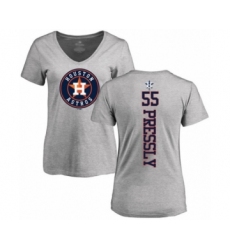 Baseball Women's Houston Astros #55 Ryan Pressly Ash Backer T-Shirt