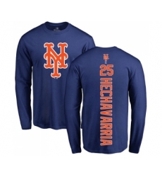 Baseball New York Mets #25 Adeiny Hechavarria Royal Blue Backer Long Sleeve T-Shirt