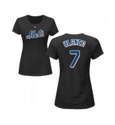Baseball Women's New York Mets #7 Gregor Blanco Black Name & Number T-Shirt