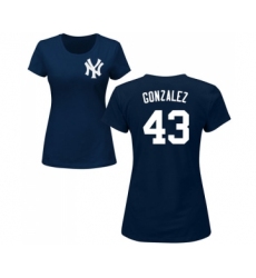 Baseball Women's New York Yankees #43 Gio Gonzalez Navy Blue Name & Number T-Shirt