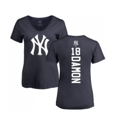 MLB Women's Nike New York Yankees #18 Johnny Damon Navy Blue Backer T-Shirt