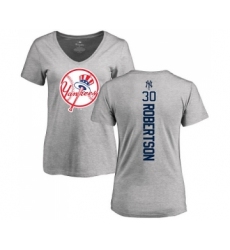 MLB Women's Nike New York Yankees #30 David Robertson Ash Backer T-Shirt