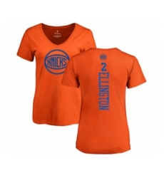 Basketball Women's New York Knicks #2 Wayne Ellington Orange One Color Backer Slim-Fit V-Neck T-Shirt