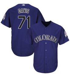 Youth Majestic Colorado Rockies #71 Wade Davis Replica Purple Alternate 1 Cool Base MLB Jersey
