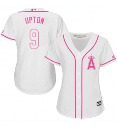 Women's Majestic Los Angeles Angels of Anaheim #9 Justin Upton Replica White Fashion Cool Base MLB Jersey