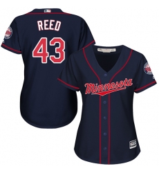 Women's Majestic Minnesota Twins #43 Addison Reed Authentic Navy Blue Alternate Road Cool Base MLB Jersey