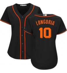 Women's Majestic San Francisco Giants #10 Evan Longoria Replica Black Alternate Cool Base MLB Jersey