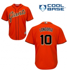 Youth Majestic San Francisco Giants #10 Evan Longoria Replica Orange Alternate Cool Base MLB Jersey