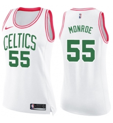 Women's Nike Boston Celtics #55 Greg Monroe Swingman White/Pink Fashion NBA Jersey
