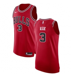 Women's Nike Chicago Bulls #3 Omer Asik Authentic Red Road NBA Jersey - Icon Edition