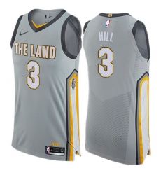 Men's Nike Cleveland Cavaliers #3 George Hill Authentic Gray NBA Jersey - City Edition