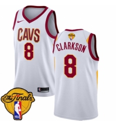 Men's Nike Cleveland Cavaliers #8 Jordan Clarkson Authentic White 2018 NBA Finals Bound NBA Jersey - Association Edition