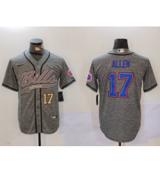 Mens Buffalo Bills #17 Josh Allen Grey Team Cool Base Stitched Baseball Jersey