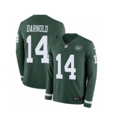 Men's Nike New York Jets #14 Sam Darnold Limited Green Therma Long Sleeve NFL Jersey