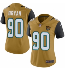 Women's Nike Jacksonville Jaguars #90 Taven Bryan Limited Gold Rush Vapor Untouchable NFL Jersey