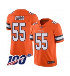 Men's Denver Broncos #55 Bradley Chubb Limited Orange Rush Vapor Untouchable 100th Season Football Jersey