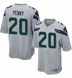 Men's Nike Seattle Seahawks #20 Rashaad Penny Game Grey Alternate NFL Jersey
