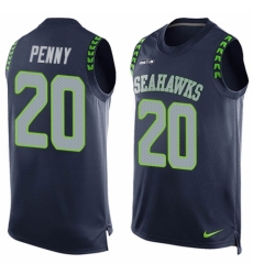 Men's Nike Seattle Seahawks #20 Rashaad Penny Limited Steel Blue Player Name & Number Tank Top NFL Jersey