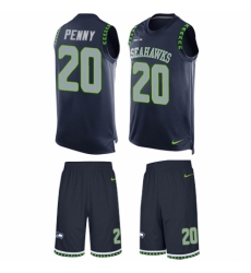 Men's Nike Seattle Seahawks #20 Rashaad Penny Limited Steel Blue Tank Top Suit NFL Jersey