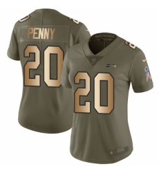 Women's Nike Seattle Seahawks #20 Rashaad Penny Limited Olive Gold 2017 Salute to Service NFL Jersey
