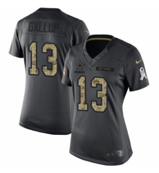 Women's Nike Dallas Cowboys #13 Michael Gallup Limited Black 2016 Salute to Service NFL Jersey