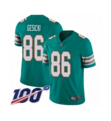 Men's Miami Dolphins #86 Mike Gesicki Aqua Green Alternate Vapor Untouchable Limited Player 100th Season Football Jersey