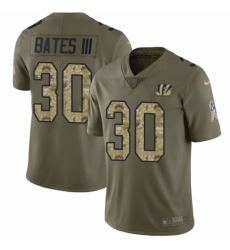 Youth Nike Cincinnati Bengals #30 Jessie Bates III Limited Olive Camo 2017 Salute to Service NFL Jersey