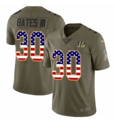 Youth Nike Cincinnati Bengals #30 Jessie Bates III Limited Olive USA Flag 2017 Salute to Service NFL Jersey