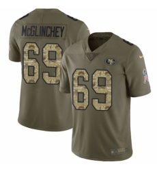 Youth Nike San Francisco 49ers #69 Mike McGlinchey Limited Olive Camo 2017 Salute to Service NFL Jersey
